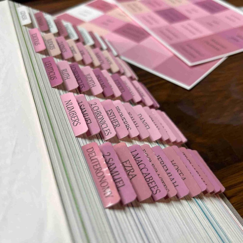 thinkor Catholic Bible Tabs, Reposition Laminated Stickers, Easy to Read and Apply Bible Tabs for Women and Man (Catholic Pink) - Image 4